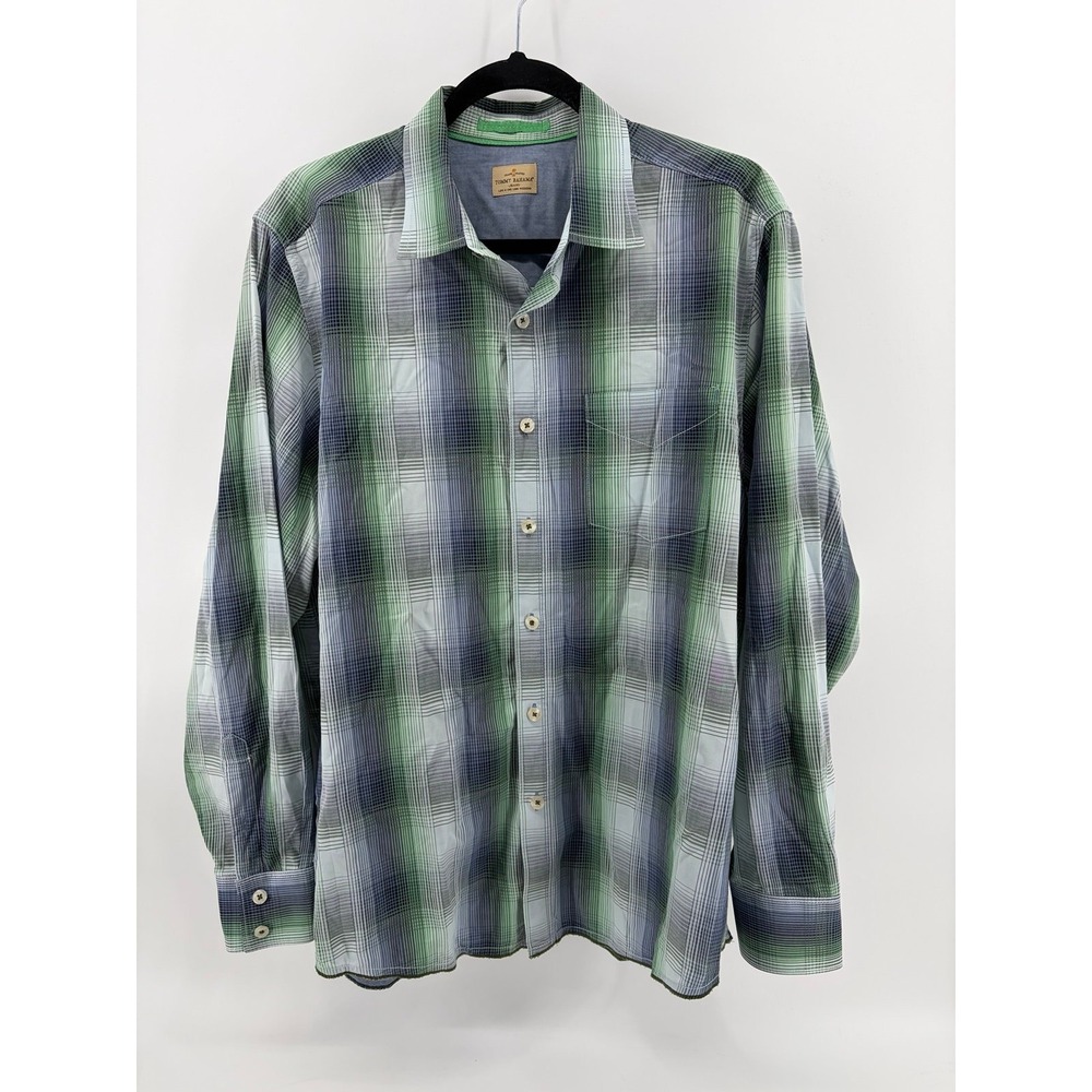 Tommy Bahama, Green/Blue Salt-Water Plaid Button-down, Long-sleeve Shirt, Men L